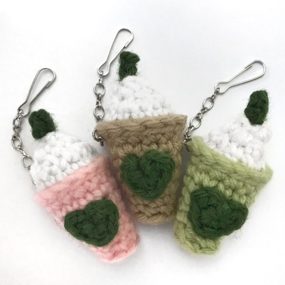 Crochet Soft Plush Coffee Frappe Keychain